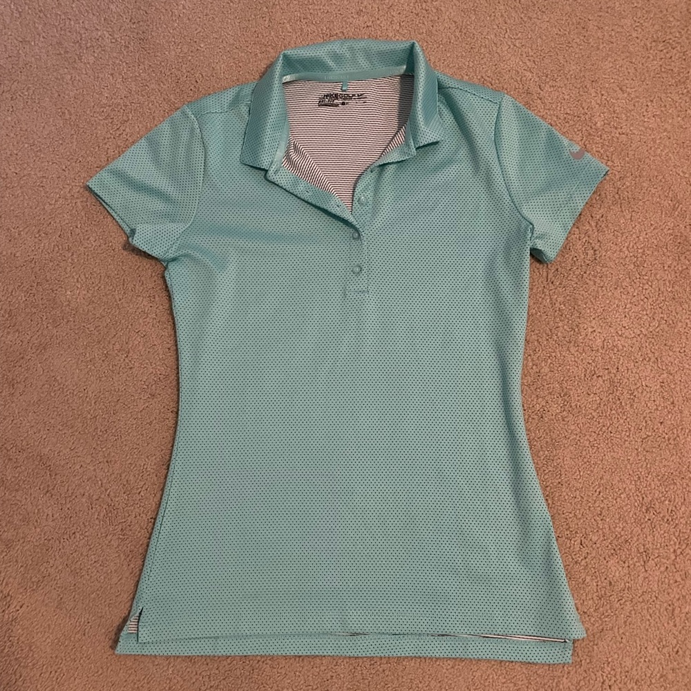 Nike Golf Teal Fitted Polo Shirt with Buttoned Collar